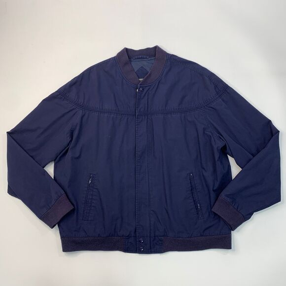 Vintage David Taylor Jacket Mens XLT Tall Navy Ribbed Long Sleeve Zip Pocket - Picture 2 of 10